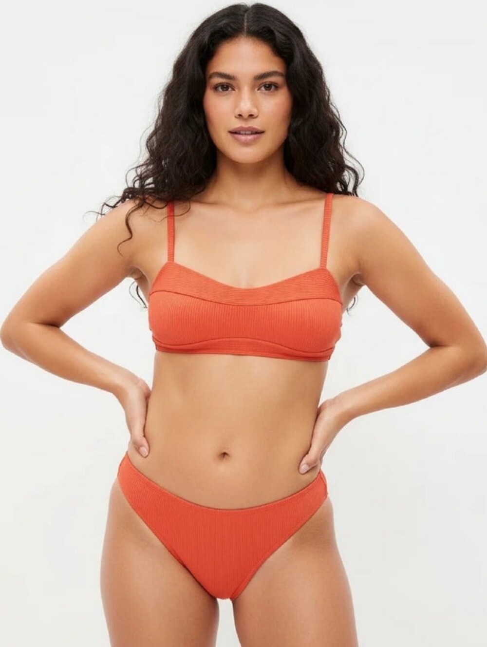 NWT Old Navy Ribbed Two-Piece Bikini Set - Ornament Orange (M)